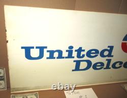 UNITED DELCO -Double Sided Swinging Sign OLD ORIGINAL VINTAGE Big Heavy 36
