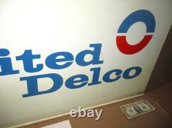 UNITED DELCO -Double Sided Swinging Sign OLD ORIGINAL VINTAGE Big Heavy 36