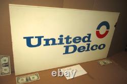 UNITED DELCO -Double Sided Swinging Sign OLD ORIGINAL VINTAGE Big Heavy 36