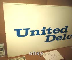 UNITED DELCO -Double Sided Swinging Sign OLD ORIGINAL VINTAGE Big Heavy 36
