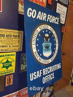 US Air Force USAF Recruiting Office Stout Sign Vietnam Era Double Sided 60s