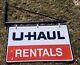 U Haul Rentals Double Sided Tin Sign With Metal Bracket, Stout-lite, Nice