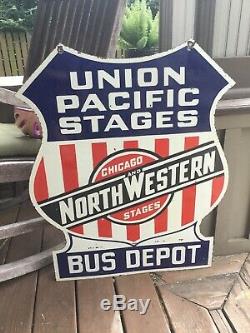 Union Pacific Chicago Stages Double Sided Porcelain Sign