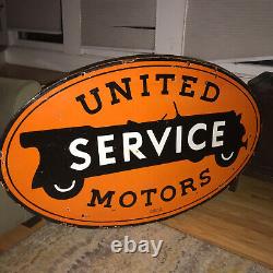 United Motors Service Double Sided Porcelain Sign