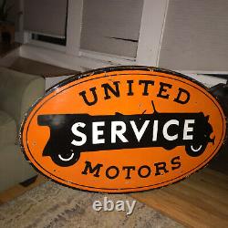 United Motors Service Double Sided Porcelain Sign
