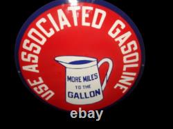 Use Associated Gasoline Porcelain Enamel Sign 30x30 Inches Double Sided