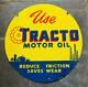 Use Tracto Motor Oil Double Sided Vintage Porcelain Enamel Sign 30 Inches Round
