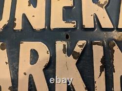Used Original Sign Funeral Parking Only Double Sided Blue 13 Horror Halloween