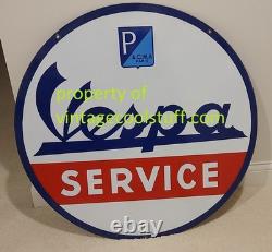 VESPA SERVICE double sided porcelain sign Rarer Paris version 31-1/2 Strasbourg