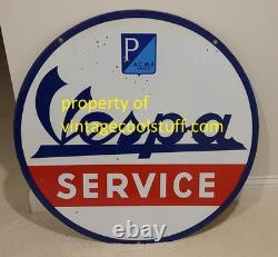 VESPA SERVICE double sided porcelain sign Rarer Paris version 31-1/2 Strasbourg