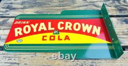 VINTAGE 14x8.5 Drink ROYAL CROWN COLA RC DOUBLE-SIDED SODA PORCELAIN GAS SIGN