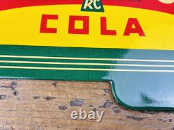 VINTAGE 14x8.5 Drink ROYAL CROWN COLA RC DOUBLE-SIDED SODA PORCELAIN GAS SIGN