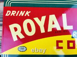 VINTAGE 14x8.5 Drink ROYAL CROWN COLA RC DOUBLE-SIDED SODA PORCELAIN GAS SIGN