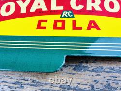 VINTAGE 14x8.5 Drink ROYAL CROWN COLA RC DOUBLE-SIDED SODA PORCELAIN GAS SIGN