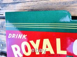 VINTAGE 14x8.5 Drink ROYAL CROWN COLA RC DOUBLE-SIDED SODA PORCELAIN GAS SIGN