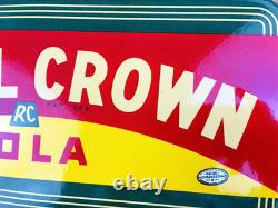 VINTAGE 14x8.5 Drink ROYAL CROWN COLA RC DOUBLE-SIDED SODA PORCELAIN GAS SIGN