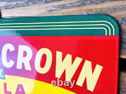 VINTAGE 14x8.5 Drink ROYAL CROWN COLA RC DOUBLE-SIDED SODA PORCELAIN GAS SIGN