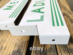 VINTAGE 15x5 TEXACO LADIES MEN SET PORCELAIN OIL PUMP STATION GASOLINE SIGN