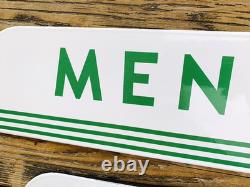 VINTAGE 15x5 TEXACO LADIES MEN SET PORCELAIN OIL PUMP STATION GASOLINE SIGN