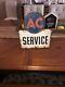 Vintage 1940s-50s Ac Delco Service Station Double-sided Porcelain Flanged Sign
