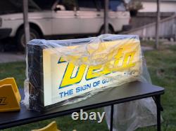 VINTAGE 1990s DELTA TIRE SIGN DOUBLE SIDED ILLUMINATED NEW IN WRAPPING
