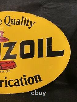 VINTAGE ADVERTISING DOUBLE SIDED PENNZOIL Metal SIGN OIL GAS 1960s