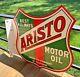 Vintage Aristo Motor Oil Double-sided Flange 14 X 12 Flange Porcelain Sign