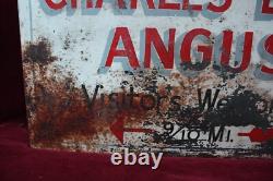 VINTAGE CHARLES DYER ANGUS BEEF METAL SIGN DOUBLE SIDED 1950's SURVIVOR