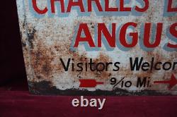 VINTAGE CHARLES DYER ANGUS BEEF METAL SIGN DOUBLE SIDED 1950's SURVIVOR