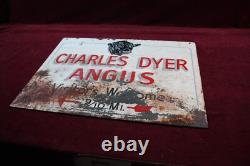 VINTAGE CHARLES DYER ANGUS BEEF METAL SIGN DOUBLE SIDED 1950's SURVIVOR