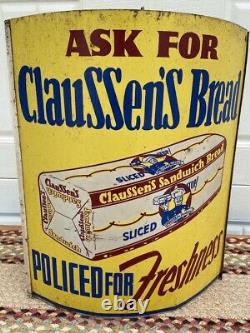 VINTAGE CLAUSSEN's BREAD ADVERTISING STRING HOLDER DOUBLE SIDED COUNTRY STORE