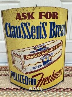 VINTAGE CLAUSSEN's BREAD ADVERTISING STRING HOLDER DOUBLE SIDED COUNTRY STORE