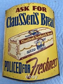 VINTAGE CLAUSSEN's BREAD ADVERTISING STRING HOLDER DOUBLE SIDED COUNTRY STORE