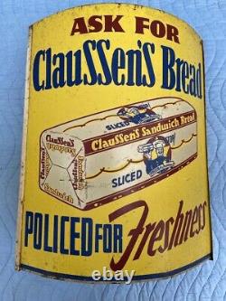 VINTAGE CLAUSSEN's BREAD ADVERTISING STRING HOLDER DOUBLE SIDED COUNTRY STORE