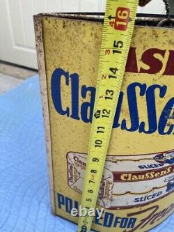 VINTAGE CLAUSSEN's BREAD ADVERTISING STRING HOLDER DOUBLE SIDED COUNTRY STORE