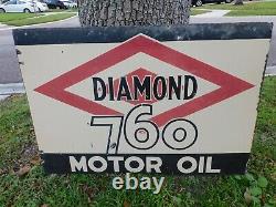 VINTAGE DIAMOND 760 PORCELIAN MOTOR OIL SIGN (32 X 22) Double Sided