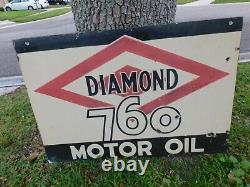 VINTAGE DIAMOND 760 PORCELIAN MOTOR OIL SIGN (32 X 22) Double Sided