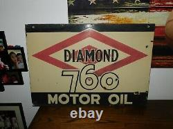 VINTAGE DIAMOND 760 PORCELIAN MOTOR OIL SIGN (32 X 22) Double Sided