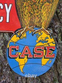 VINTAGE DOUBLE SIDED CASE AGENCY PORCELAIN SIGN 18x12