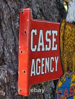 VINTAGE DOUBLE SIDED CASE AGENCY PORCELAIN SIGN 18x12