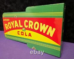 VINTAGE Drink ROYAL CROWN COLA RC DOUBLE-SIDED BRACKET SODA PORCELAIN SIGN GAS
