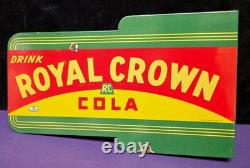 VINTAGE Drink ROYAL CROWN COLA RC DOUBLE-SIDED BRACKET SODA PORCELAIN SIGN GAS
