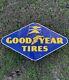 Vintage Good Year Tires Porcelain Sign Old Double Sided Service Sign 21x36in