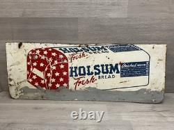 VINTAGE HOLSUM BREAD SIGN DOUBLE SIDED GROCERY STORE SIGN 29.5x11