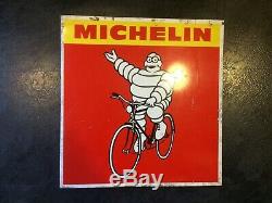 VINTAGE MICHELIN SIGN ORIGINAL BIKE Shop advertising DOUBLE SIDED