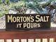 Vintage Morton Salt It Pours Original Metal Sign Advertisement Double Sided
