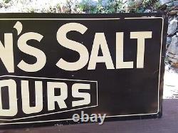 VINTAGE MORTON SALT IT POURS ORIGINAL METAL SIGN ADVERTISEMENT Double Sided