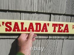 VINTAGE ORIGINAL 1940's 50's SALADA TEA PORCELAIN DOOR PUSH SIGN DOUBLE SIDED