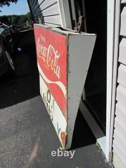 VINTAGE ORIGINAL 1960's 70's DOUBLE SIDED COCA COLA SIGN COIN LAUNDRY SIGN