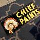 Vintage Original Chief Paints Advertising Double-sided Tin Tacker Sign 12x28
